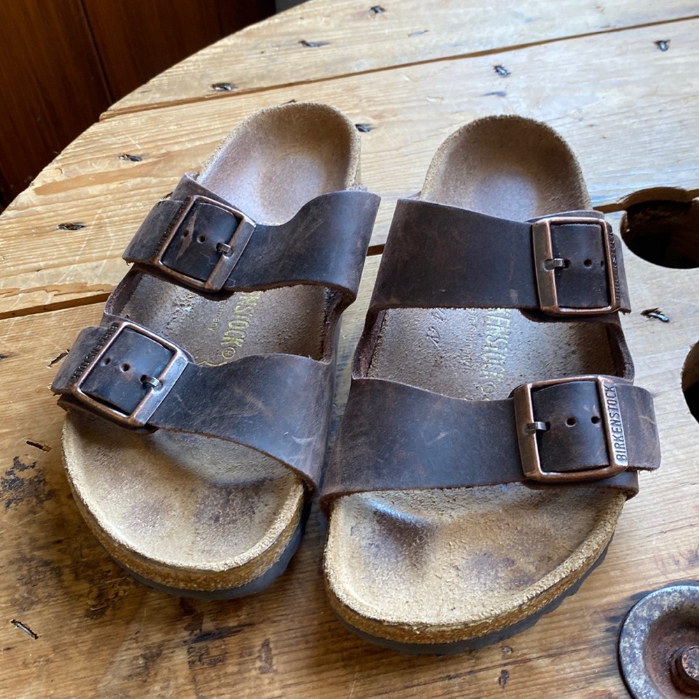 Brown leather Birkenstock’s